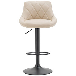 Avis Decoshop26 Tabouret de bar en synthétique crème pivotant avec repose-pieds métal noir coutures décoratives TDB10582