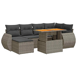 vidaXL Salon de jardin avec coussins 7 pcs gris résine tressée