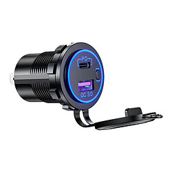 Adaptateur De Chargeur De Voiture USB C Chargeur PD Avec LED Pour Câble Bleu De Moto pas cher