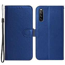 Htdmobiles Housse pour Sony Xperia 10 V - etui coque pochette portefeuille + verre trempe - BLEU