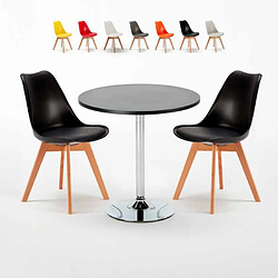 Ahd Amazing Home Design Table Ronde Noire 70x70cm 2 Chaises Colorées Intérieur Bar Café Nordica Cosmopolitan