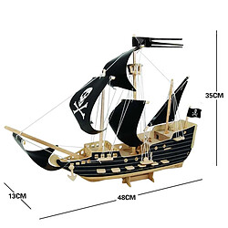 Avis Universal Modele de bateau pirate 3D DIY casse-tête en bois Art du bois Outils de construction Kit de bateau Modele en bois casse-tête jouets de conte de fées pour enfants | Bloc (noir)