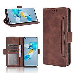 Etui en PU avec support et plusieurs porte-cartes marron pour votre Huawei Mate 40