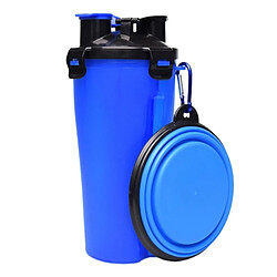 Wewoo Distributeur d'Eau Animaux bleu pour de compagnie avec un bol pliant Bouteille et de nourriture à double usage portative extérieure