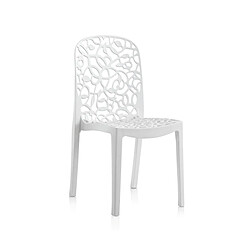 Pegane Lot de 6 chaises de jardin empilables en résine coloris blanc - Longueur 47 x Profondeur 50 x Hauteur 87 cm