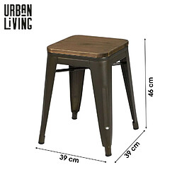 Urban Living Tabouret vintage Liv H46 cm - Gris industriel