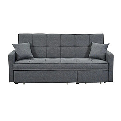 Vente-Unique Canapé 3 places convertible en tissu CANETTI - Gris pas cher