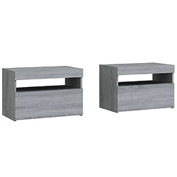 Avis Maison Chic Lot de 2 Tables de chevet - Tables de Nuit et lumières LED Sonoma gris 60x35x40 cm