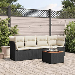 Maison Chic Salon de jardin 5 pcs avec coussins | Ensemble de Table et chaises | Mobilier d'Extérieur noir résine tressée -GKD58241