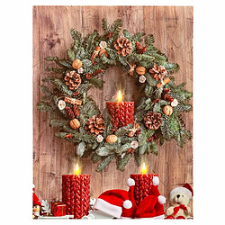 BigBuy Christmas Cadre Noël Multicouleur Bois Toile 30 x 40 x 1,8 cm