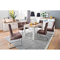 Avis Pegane Table à manger extensible en bois coloris blanc / chêne - L.160 x H.77 x P.90 cm