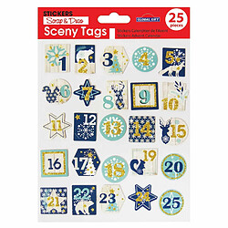 Youdoit 25 stickers pour calendrier de l'Avent effet bois - Paillettes dorées