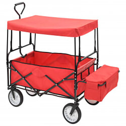 vidaXL Chariot à main pliable avec toit Acier Rouge