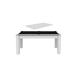 Jardindeco Billard convertible table 6 personnes Texas + plateau dinatoire blanc laqué et noir (tapis)