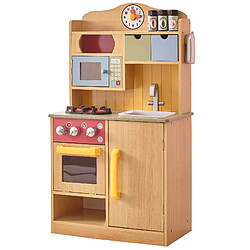 Teamson Kids Little Chef Florence Classic Kids Play Kitchen Toddler Pretend Play Set avec accessoires, 2 tiroirs et horloge grain de bois