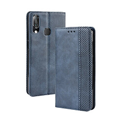 Wewoo Coque Étui en cuir à boucle magnétique avec rétro pour Texture horizontale Vodafone Smart X9 porte-carte et fentes carte et cadre photo Bleu