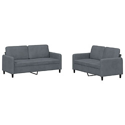 Maison Chic Ensemble de canapés 2 pcs, Canapé droit Sofa pour Salon gris foncé velours -GKD290206