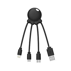 XOOPAR Câble 3 en 1 Octopus USB A/micro USB, USB C, Lightning 0,1m Noir