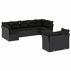 Maison Chic Salon de jardin 9 pcs avec coussins | Ensemble de Table et chaises | Mobilier d'Extérieur noir résine tressée -GKD44035