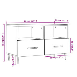 vidaXL Meuble TV Chêne fumé 80x36x50 cm Bois d'ingénierie pas cher