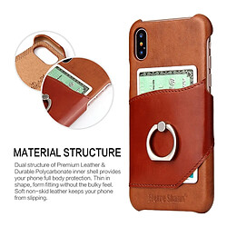 Acheter Wewoo Coque marron pour iPhone X Couleur Correspondant En Cuir Véritable Couverture Arrière Cas Avec 360 Degrés Rotation Titulaire & Fente Fierre Shann Carte