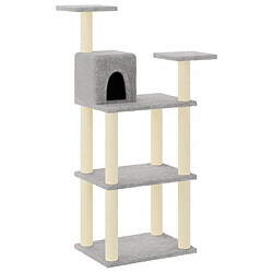 Helloshop26 Arbre à chat meuble tour grimper jouet grattage grattoir escalade plateforme avec griffoirs en sisal clair 118,5 cm gris 02_0022554