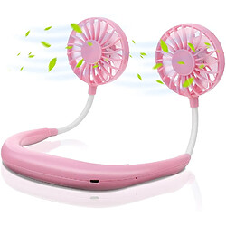 (rose) Ventilateur de Cou Mains Libres Refroidissant le Ventilateur Personnel Portatif, Ventilateur de Collier Ventilateur USB Rechargeable avec Tête Réglable à 3 Vitesses à 360°