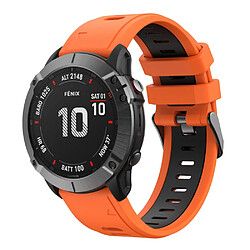 Bracelet en silicone Sangle à dégagement rapide bicolore orange/noir pour votre Garmin Fenix 6