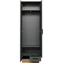 Acheter Armoire de chambre SYNNAX - 2 Portes + 1 tiroir - Décor gris anthracite et chene miel - L65 x P40 x H198 cm - TRENDTEAM