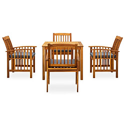 Maison Chic Mobilier à dîner 5 pcs de jardin avec coussins - Ensemble table et chaises d'extérieur - Salon/Mobilier de jardin classique Acacia solide -MN95443