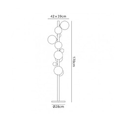 Luminaire Center Lampadaire Chrome poli,irisé 8 ampoules 170cm