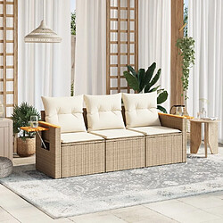 Maison Chic Salon de jardin avec coussins 3 pcs | Ensemble de Table et chaises | Mobilier d'Extérieur beige résine tressée -GKD48947