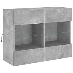 Avis Maison Chic Meuble TV mural, Banc TV avec lumières LED pour salon, Meuble de rangement gris béton 78,5x30x60,5 cm -GKD99216