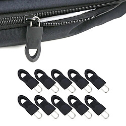 Avis 10Pcs Détachables Zip Fixer Zipper Tags Réparation Tirette Tab Noir 2.5x1.5cm