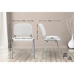 Avis Decoshop26 Chaise visiteur empilable zone d'attente en PVC blanc piètement à 4 pieds en métal chromé 10_0003366