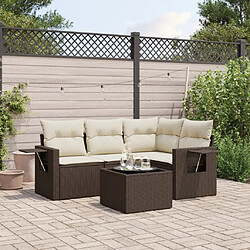 vidaXL Salon de jardin avec coussins 5 pcs marron résine tressée