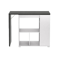 Vente-Unique Meuble de bar pivotant avec rangements - Blanc et anthracite - SATURNE