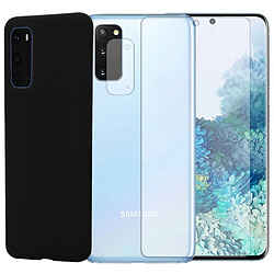 Protection intégrale Verre Trempé incurvé pour Samsung Galaxy S20+Verre Trempé Caméra Arrière+Coque souple silicone Noire-Visiodirect-