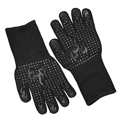 Acheter Gants De Four à Barbecue Gants épais à Double Couche Anti-brûlure Pour Barbecue Noir