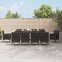 Maison Chic Mobilier à dîner 11 pcs de jardin avec coussins - Ensemble table et chaises d'extérieur - Salon/Mobilier de jardin classique noir résine tressée -MN55131