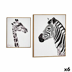 Gift Decor Cadre Zèbre Girafe Contre-plaqué 41,2 x 51,5 x 2 cm (6 Unités)