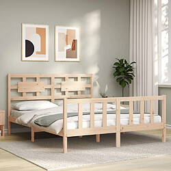 Maison Chic Lit adulte - Cadre Structure de lit avec tête de lit Contemporain king size bois massif -MN10089