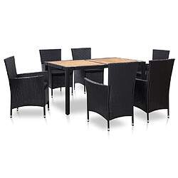 Maison Chic Salon de jardin 7 pcs + coussins - Mobilier/Meubles de jardin - Table et chaises d'extérieur Résine tressée Noir -MN38109