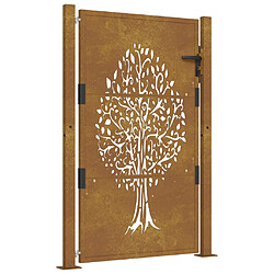 vidaXL Portail de jardin 105x155 cm acier corten conception de l'arbre