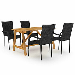 Salle à manger de jardin 5 pcs,Table et chaise à dîner Noir -MN22807