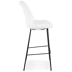 Avis Alterego Tabouret de bar 'LEONIE' en tissu bouloché blanc et pied en métal noir