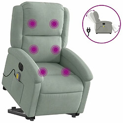 Maison Chic Fauteuil Relax pour salon, Fauteuil inclinable de massage électrique gris clair velours -GKD54207