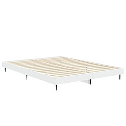 Maison Chic Lit adulte - Lit simple Cadre de lit,Structure du lit Contemporain blanc 135x190 cm bois d'ingénierie -MN15396 pas cher