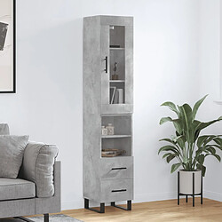 vidaXL Buffet haut Gris béton 34,5x34x180 cm Bois d'ingénierie