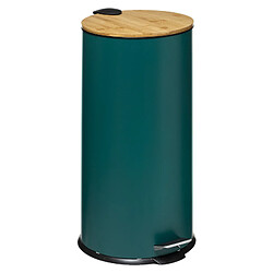 Atmosphera, Createur D'Interieur Poubelle "bam modern" 30 litres couvercle bambou atmosphéra - bleu canard